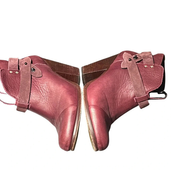 Rag & Bone Harrow Burgundy Leather Stud Harness Block‎ Heel Size 38 Taylor Swift - Picture 10 of 13